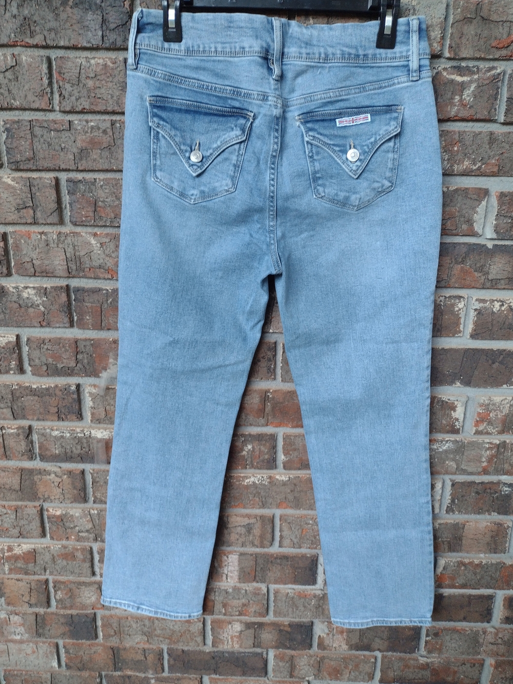Hudson Flap Pocket Blue Jeans Women's Sz 10 (30x28) Light Wash Straight Stretch